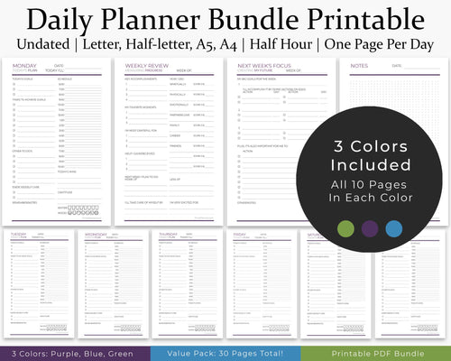 Daily planner bundle printable planner