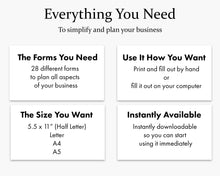 Load image into Gallery viewer, Everything you need to simplify and plan your business - small business planner printable