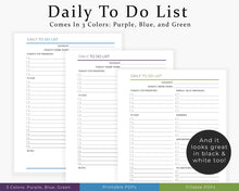 Load image into Gallery viewer, Comes in 3 colors - daily to do list printable planner