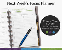 Load image into Gallery viewer, Next week's focus planner - daily planner bundle printable planner