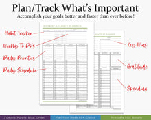 Load image into Gallery viewer, Plan/track what's important - week at a glance printable planner
