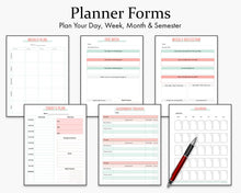 Load image into Gallery viewer, Planner forms - college student planner printable