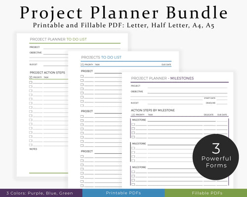 Project planner bundle printable planner