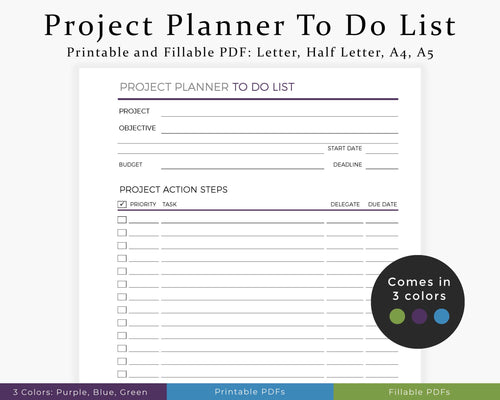 Project planner to do list printable planner