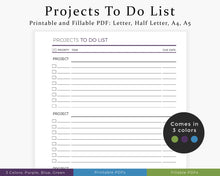 Load image into Gallery viewer, Projects to do list - part of the project planner bundle printable planner