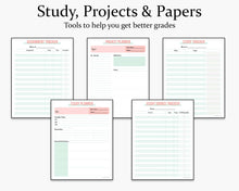 Load image into Gallery viewer, Study, projects and papers - college student planner printable
