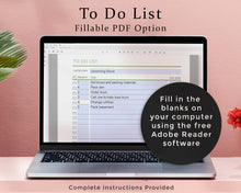 Load image into Gallery viewer, Fillable PDF option - to do list printable planner