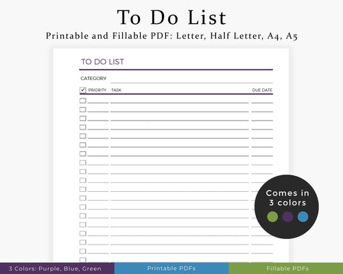 To do list printable planner
