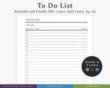 Load image into Gallery viewer, To do list, part of the to do list printable planner bundle