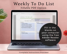 Load image into Gallery viewer, Fillable PDF option - weekly to do list printable planner