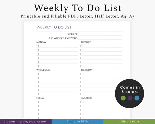 Weekly to do list printable planner