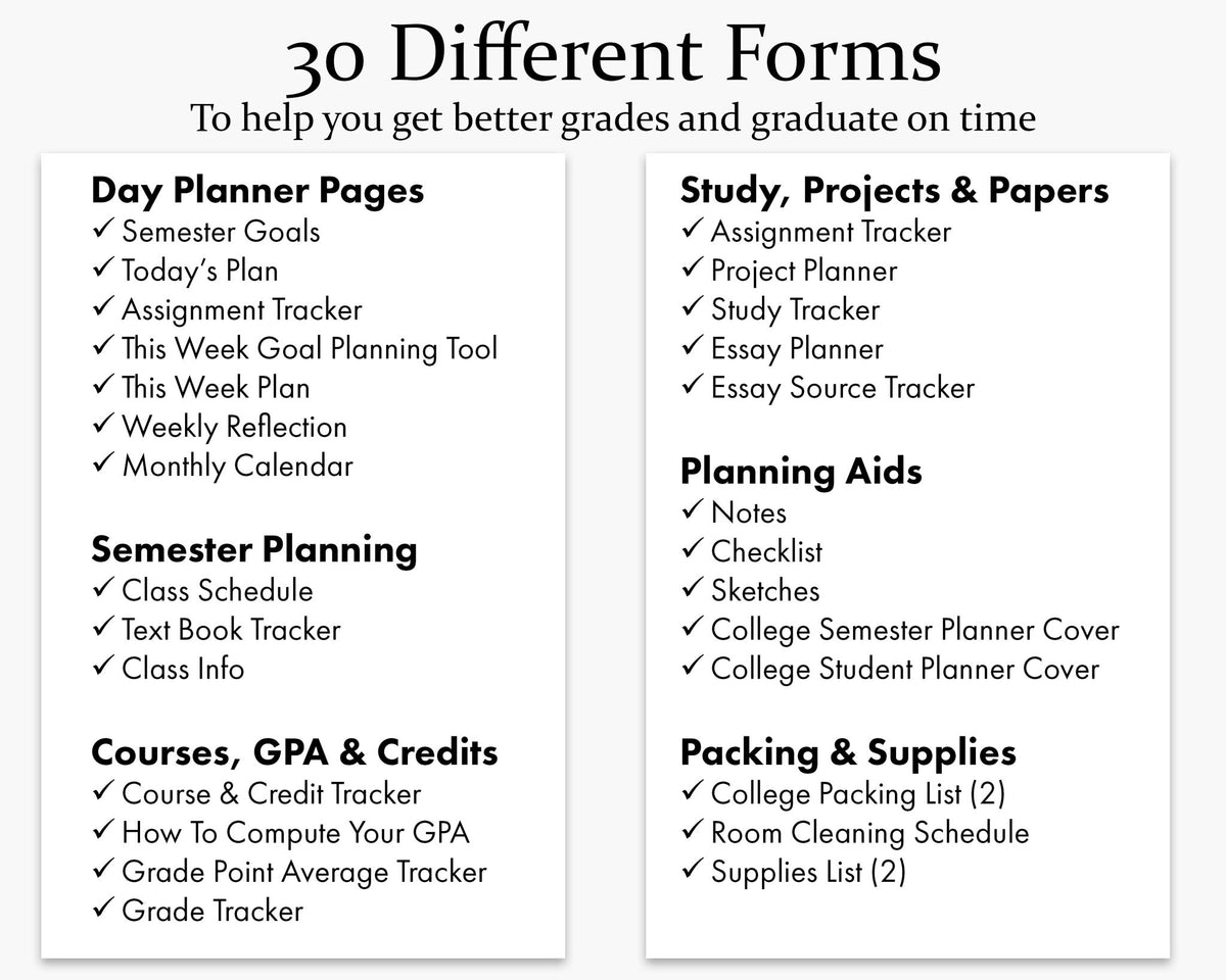 College student planner printable thrive planners