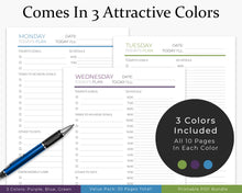 Load image into Gallery viewer, Comes in 3 attractive colors - daily planner bundle printable planner
