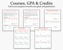 Load image into Gallery viewer, Courses, GPA and credits  - college student planner printable
