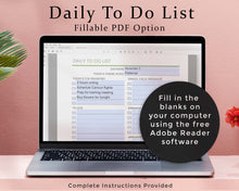 Load image into Gallery viewer, Fillable PDF option - daily to do list printable planner
