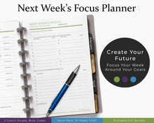 Load image into Gallery viewer, Next week&#39;s focus planner  - daily planner bundle printable planner
