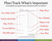 Load image into Gallery viewer, Plan/Track what&#39;s important  - daily planner bundle printable planner
