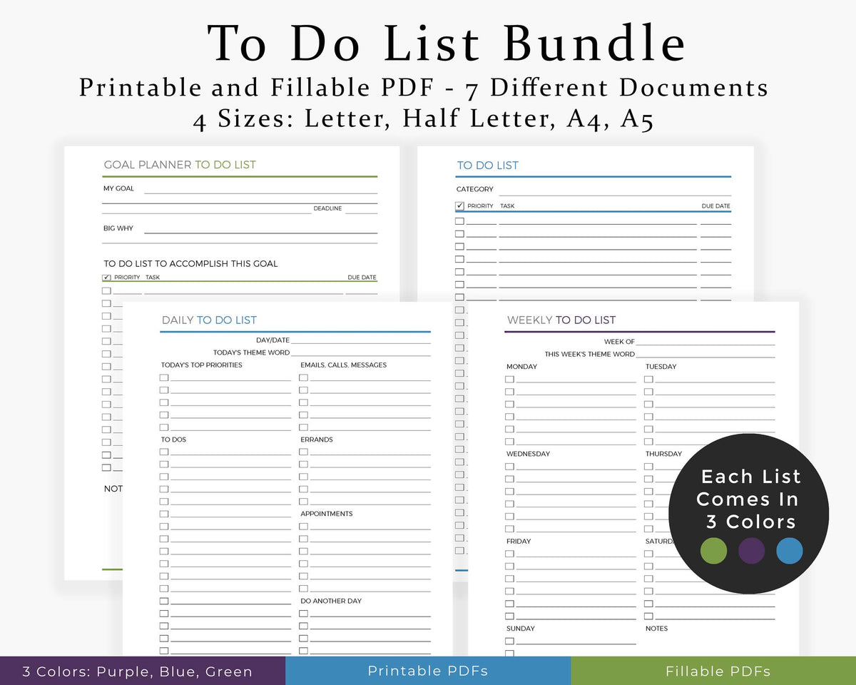 To Do List Printable Planner Discount Bundle – Thrive Planners