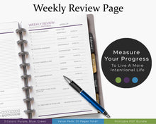 Load image into Gallery viewer, Weekly review page  - daily planner bundle printable planner
